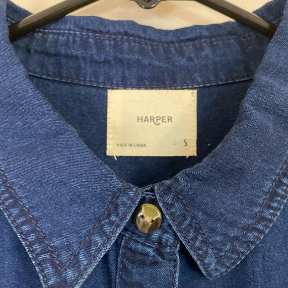 Harper Women’s Blue Western Embroidered Denim Button-Up Shirt - Picture 5 of 14